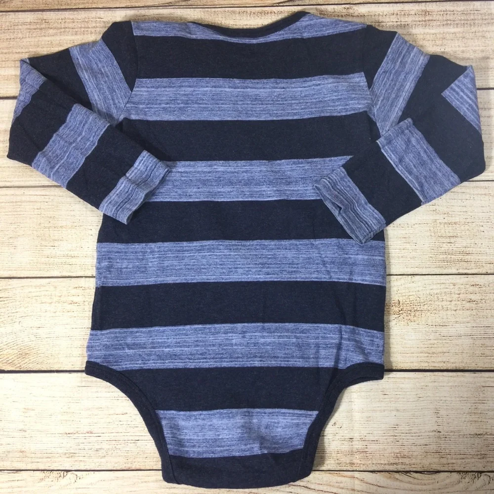 Baby Bgosh Blue Striped Long Sleeve‎ Bodysuit 24M